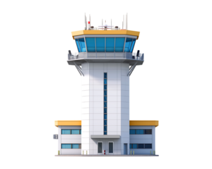 Modern Air Traffic Control Tower isolated on a transparent background