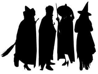 people Halloween character silhouette collection