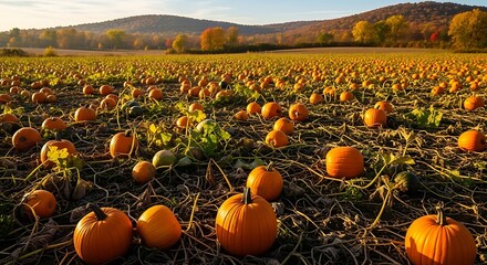 Autumn Pumpkin Patch Landscape.