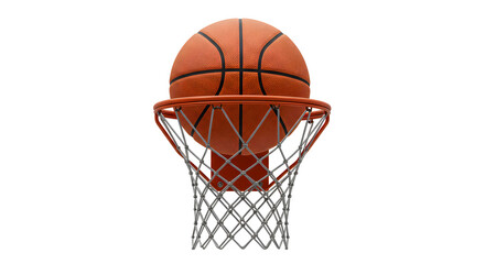 Basketball goal with ball isolated
