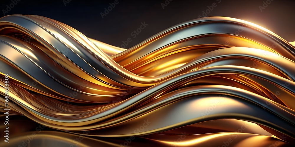 Poster abstract golden wave background with smooth texture, shiny surface, and elegant design for modern ar