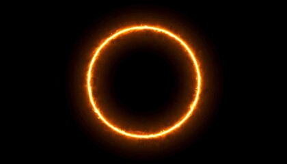 Fiery Ring Glowing in Dark Space