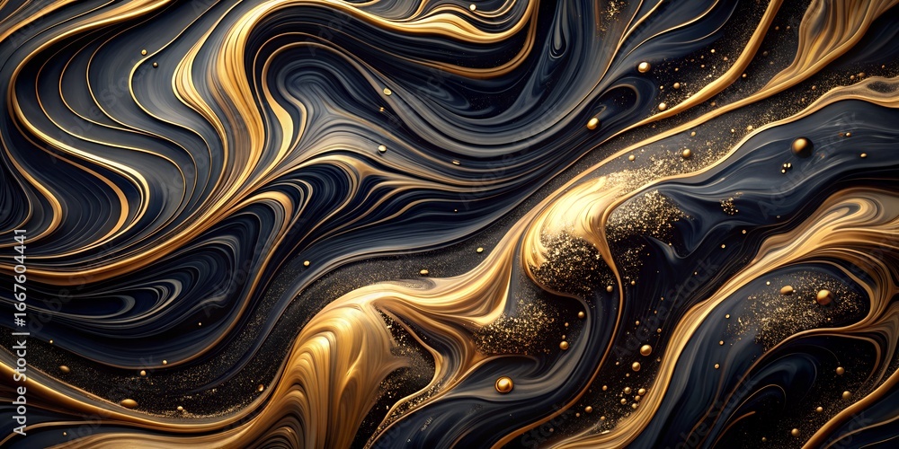 Poster abstract marble texture with gold veins, creating a luxurious and elegant background with fluid swir