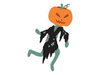 Scarecrow Zombie Cartoon Halloween Illustration
