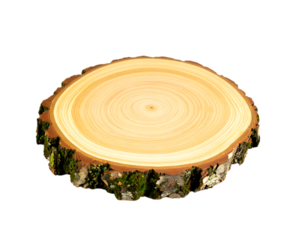 Wooden slice isolated on transparent background