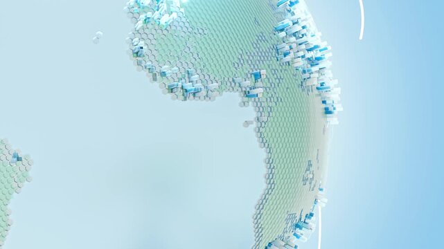 Earth globe rotates around. green and blue colors convey combination of technology and environment. Growing Network Over the Earth concept. 3D Render.