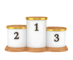 Victory podium with numbers 1 2 3 isolated on transparent background
