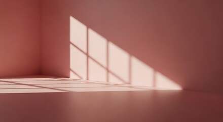 Pink Room Sunlight Shadow Minimalist Interior.