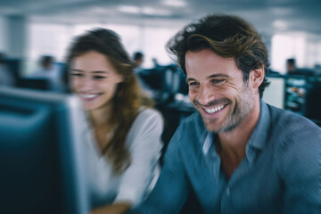 The photo group portrays professional colleagues engaged in teamwork, emphasizing collaboration, problem solving, and business synergy.