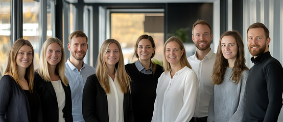 The photo group portrays professional colleagues engaged in teamwork, emphasizing collaboration, problem solving, and business synergy.