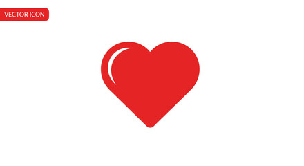 Obraz premium Red Heart Icon Simple Vector Illustration of a Classic Love Symbol
