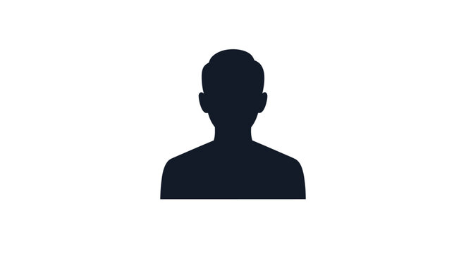 A dark silhouette of a person's head and shoulders against a white background, representing a placeholder or generic profile image
