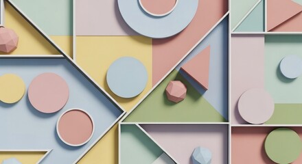Pastel geometric shapes abstract art design background