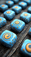 Blue and Orange Swirl Patterned Tiles,up by Nha Vu