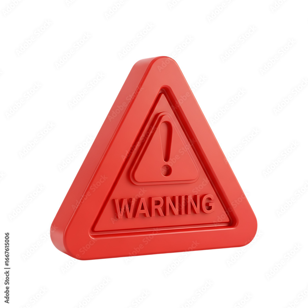 Poster red triangular warning sign with exclamation mark and text alerting danger or hazard information iso