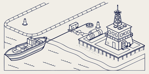 Ocean cleanup technology with floating barriers isometric cross-section vector illustration