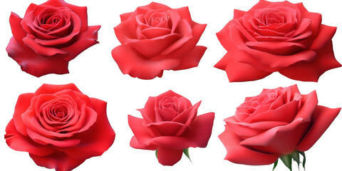 Six Realistic Red Roses Isolated on a Black Background flower floral isolated on a transparent background