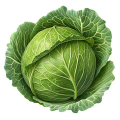 Obraz premium Closeup of a green cabbage head, isolated on transparent background