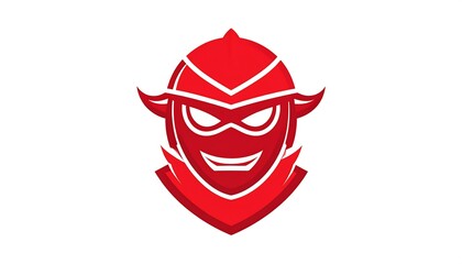 Red Masked Warrior Head Icon Design
