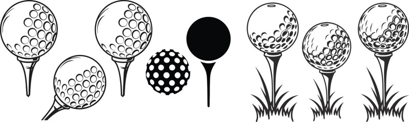 Golfball  Set Vector Icons 