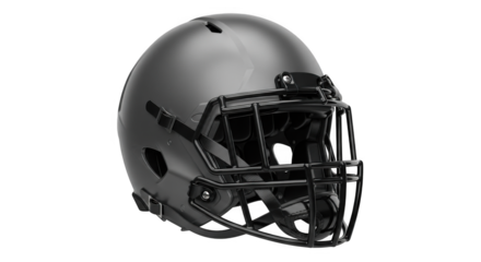 Modern matte black football helmet with protective cage for athletic competition and training