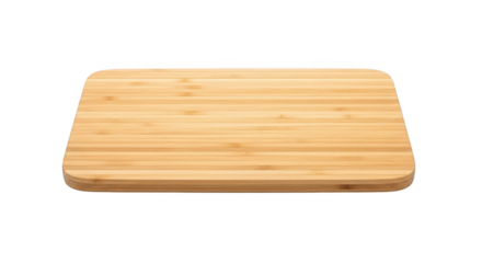 A rectangular wooden cutting board with rounded corners on a black background