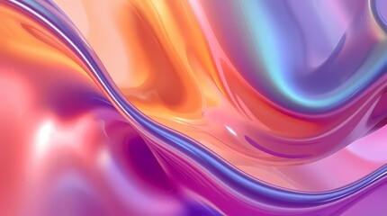 Organic fluid shapes merging into a rainbow gradient, abstract, colorful background with waves