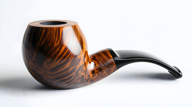 Traditional wooden tobacco pipe close-up for artful design and decor