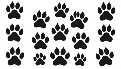 Fototapeta premium Paw Prints Pattern, White Background