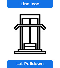 Fitness and Gym Line Editable Icons set. Vector illustration in modern line style of workout related icons: lat pulldown, dumbbell, barbell, and more. Exercise icon