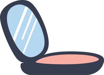 Compact Mirror with Blush Illustration makeup beauty cosmetic powder face glamour style