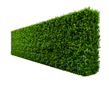 Isolated green hedge with a decorative sloped form.