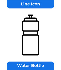 Water Bottle Line Icon Vector, Hydration And Wellness Equipment, Fitness And Gym Accessory, Sport And Exercise, Simple And Minimalist Illustration