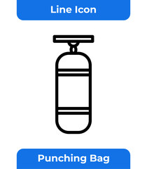 Punching Bag Line Icon Set. Thin line vector illustration of boxing equipment, martial arts training, fitness workout, sport exercise, gym gear, combat practice, and athletic outline pictogram