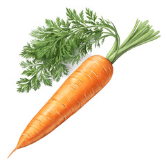 Vibrant orange carrot with fresh green leaves isolated on transparent background