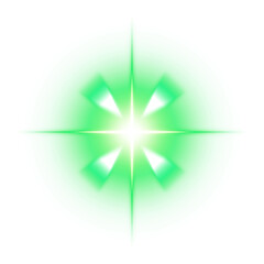 Green light burst effect with transparent background
