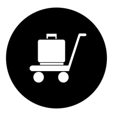 black and white illustration of trolley icon