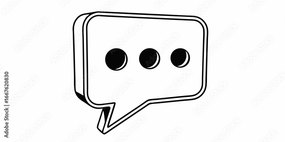 Poster outline drawing of a speech bubble with three dots inside indicating someone is typing or thinking