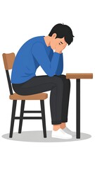 Man Sitting Desk, Sad, Indoor, Depressed