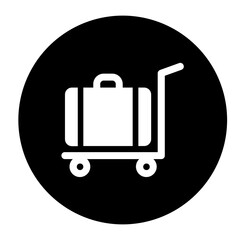 black and white illustration of trolley icon