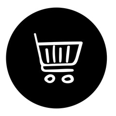 black and white illustration of trolley icon