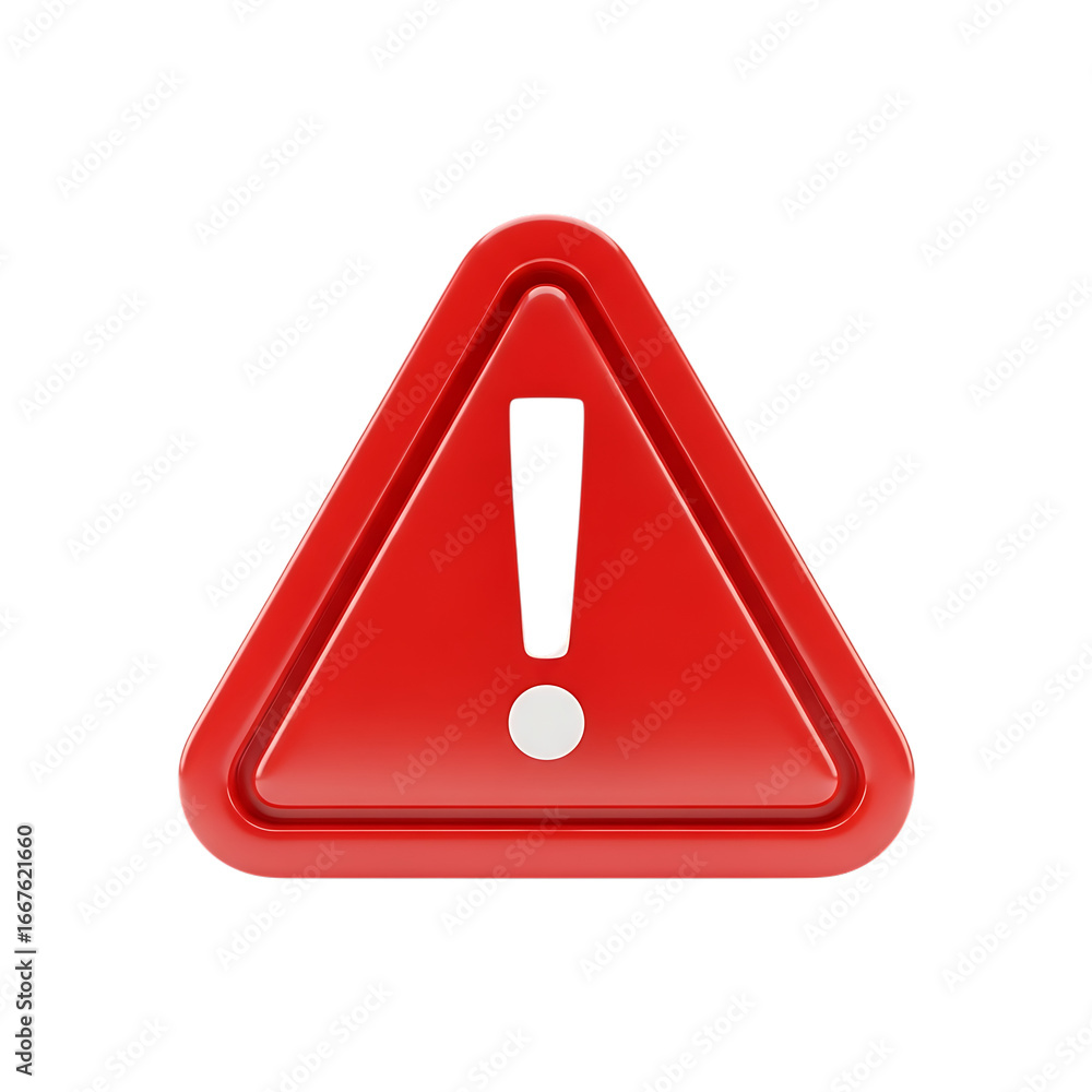 Poster bright red warning triangle alert symbol exclamation mark hazard sign danger notification concept is