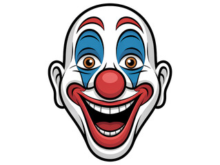 Cheerful clown face with red nose and wide smile happy isolated on a transparent background