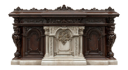 Obraz premium Ornate Wooden Baroque Style Console with Intricate Carvings Isolated
