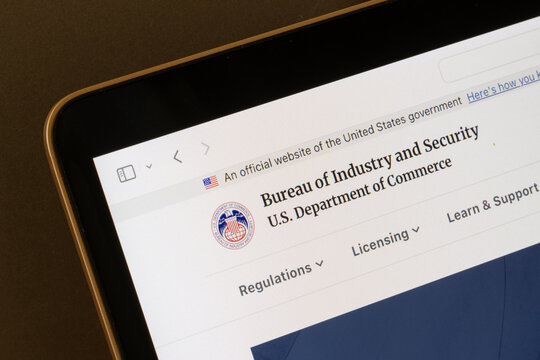 Portland, OR, USA - Aug 15, 2025: Homepage of the Bureau of Industry and Security, an agency of the U.S. Department of Commerce that deals with issues involving national security and high technology.