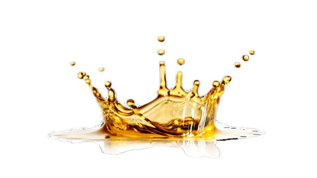 golden oil splash isolated on white background, png, ai generated.