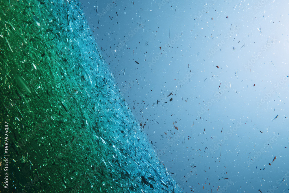 Aufkleber abstract eco background green to blue gradient with floating particles dynamic energy modern texture