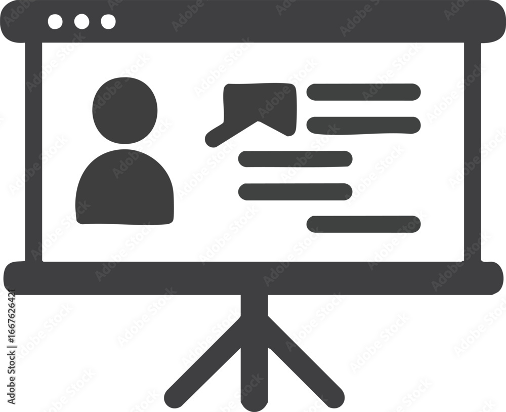 Poster presentation icon showing business and people person chart graph report information data