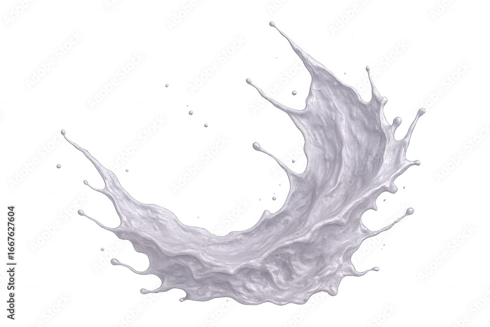 Aufkleber milk splashing with dynamic movement, forming fluid swirling pattern on clean transparent surface
