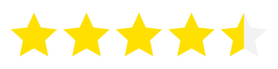 星評価アイコン（ベクター）4.5／5点